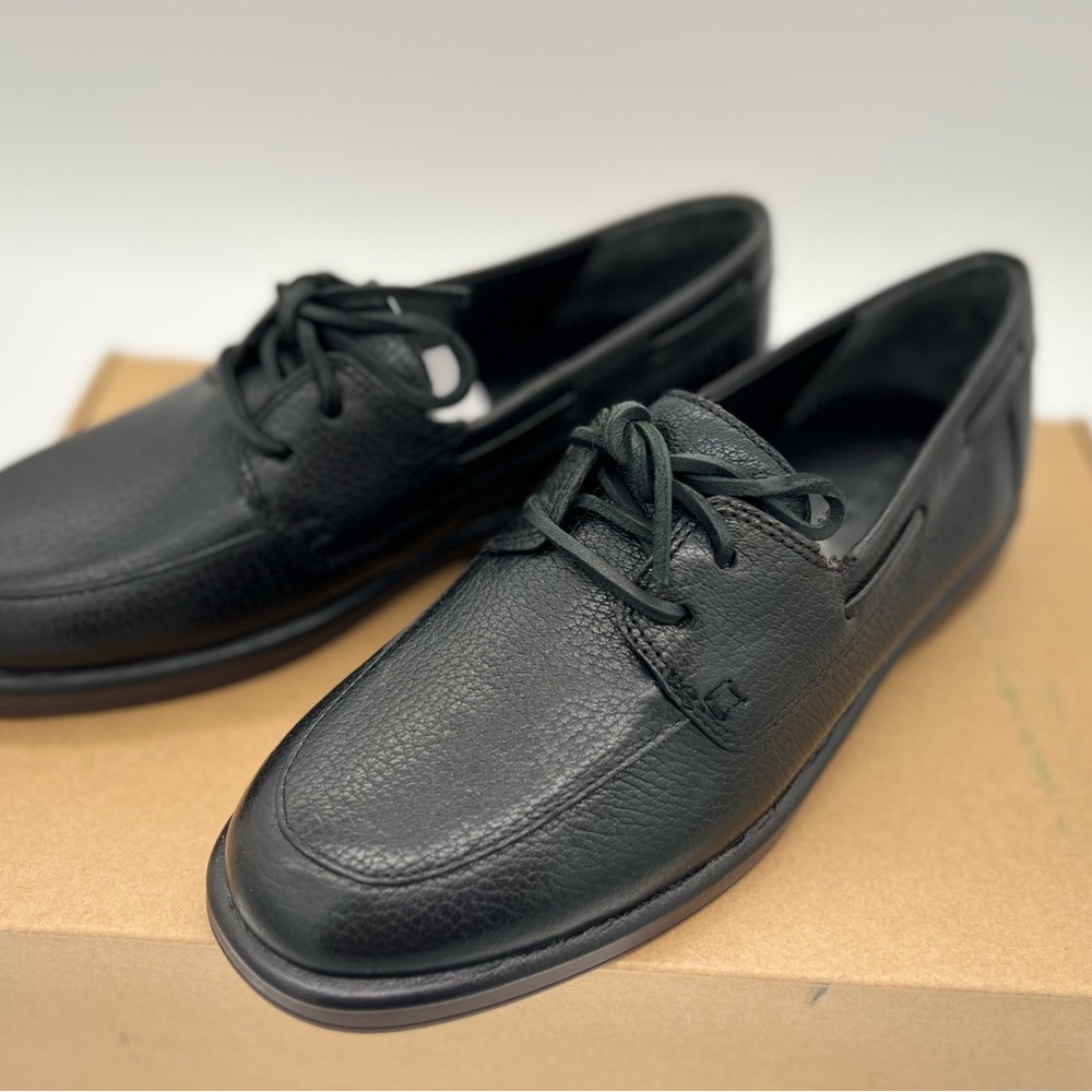 Vince Mens Cillian Slip On Loafer Boat Shoe Black Leather 7 M